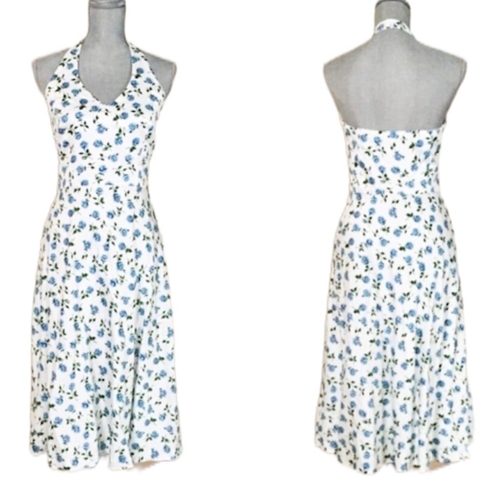 Vintage Liz Claiborne Floral Halter Dress, Sz 6